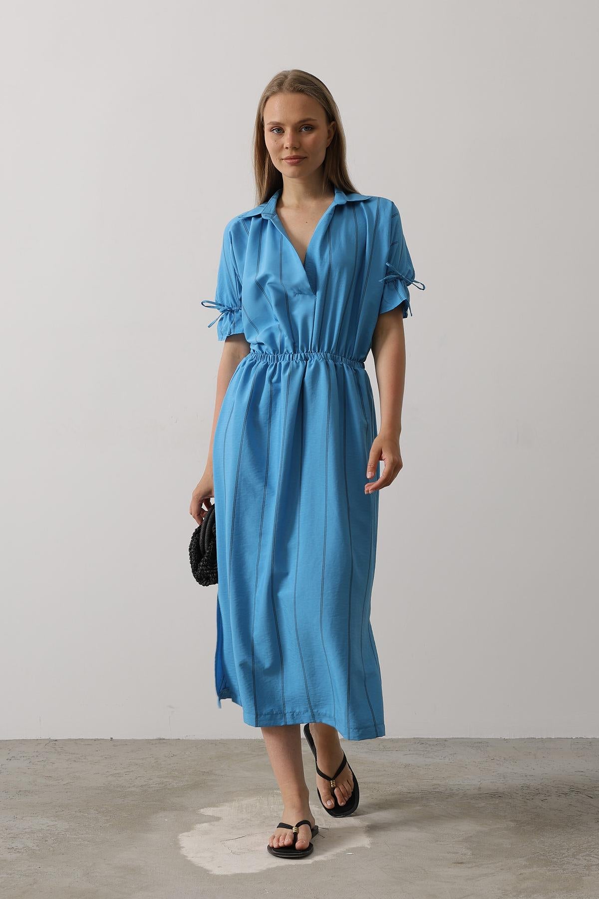 Rochie cu Elastic la Talie - Albastru