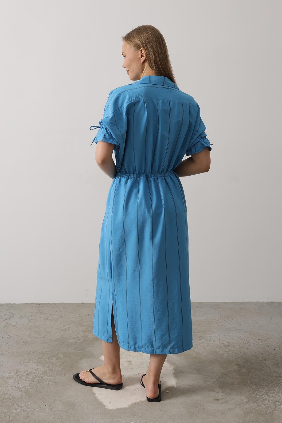 Rochie cu Elastic la Talie - Albastru