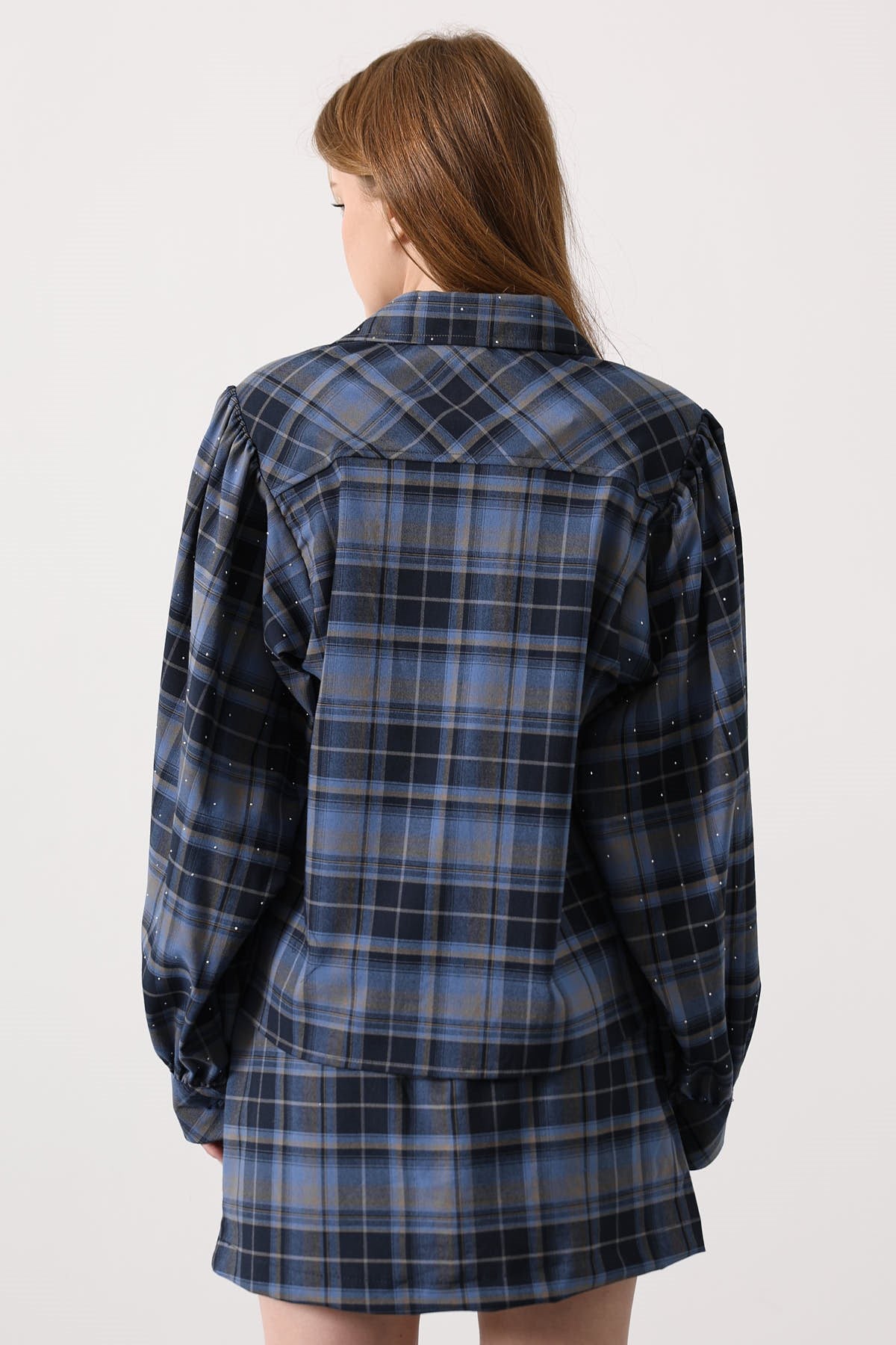 BLUZA ECOZALÁ CU VOLANE - Albastru-Negru