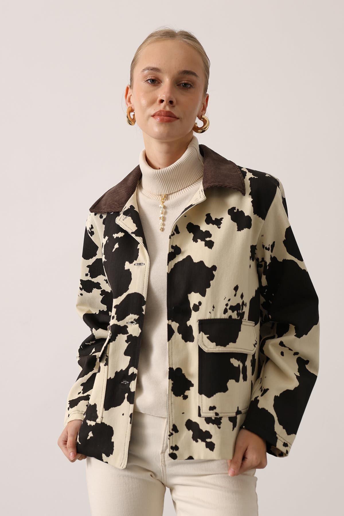 JACHETĂ DIN VELUR LEOPARD - MODEL IMPRIMAT