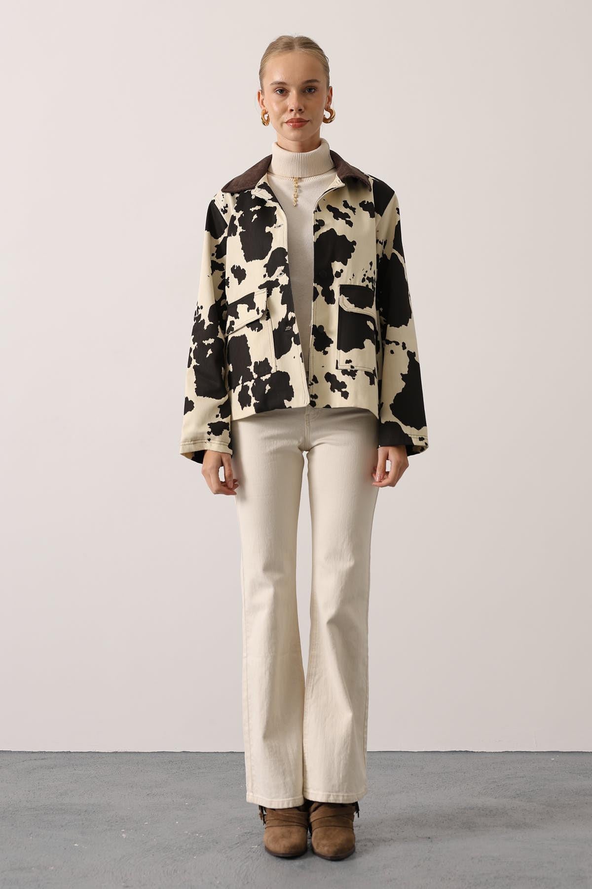JACHETĂ DIN VELUR LEOPARD - MODEL IMPRIMAT