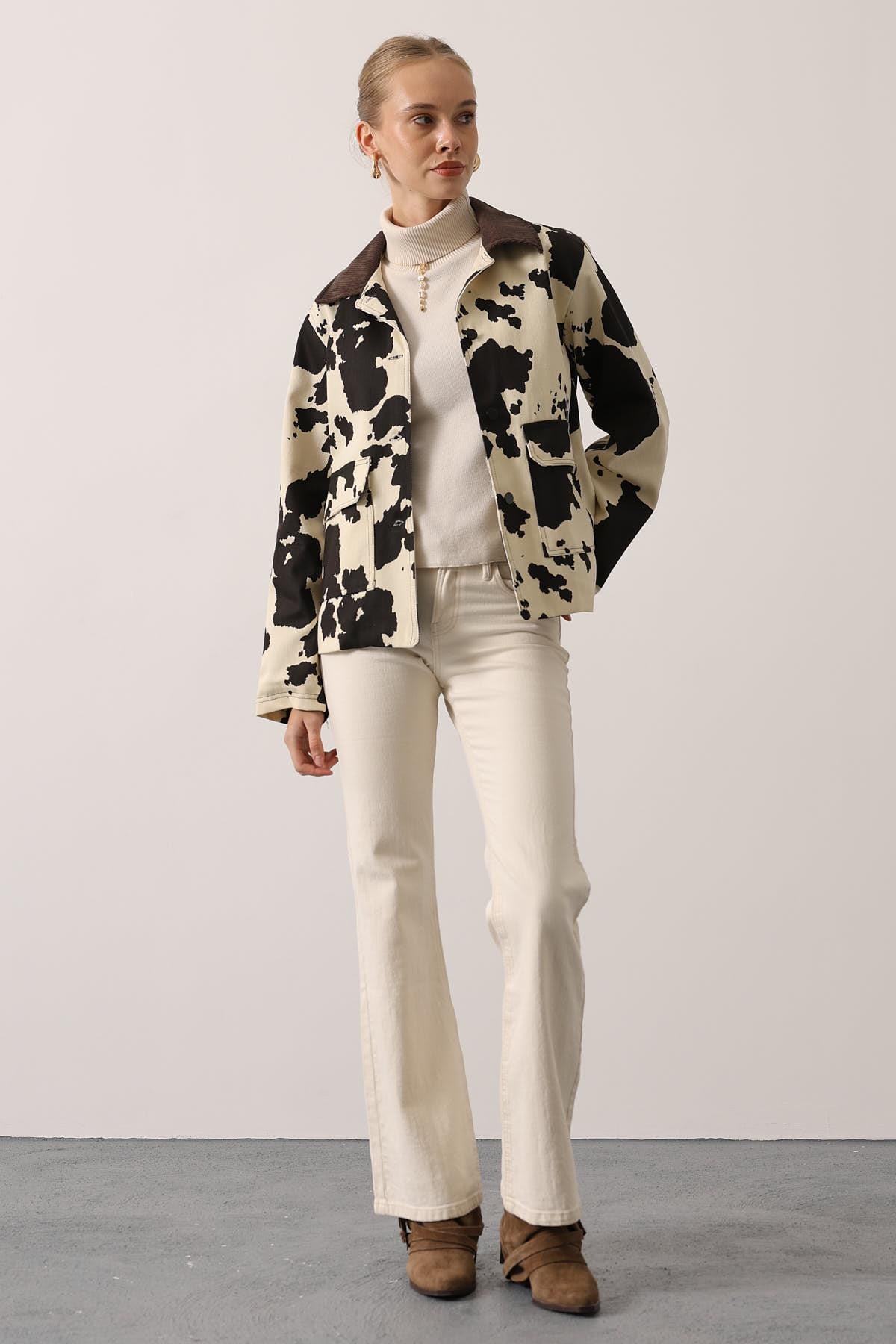 JACHETĂ DIN VELUR LEOPARD - MODEL IMPRIMAT