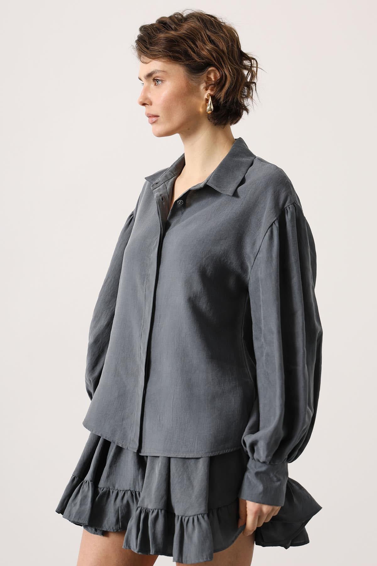 BLUZA CU MÂNECI LARGI - Gri