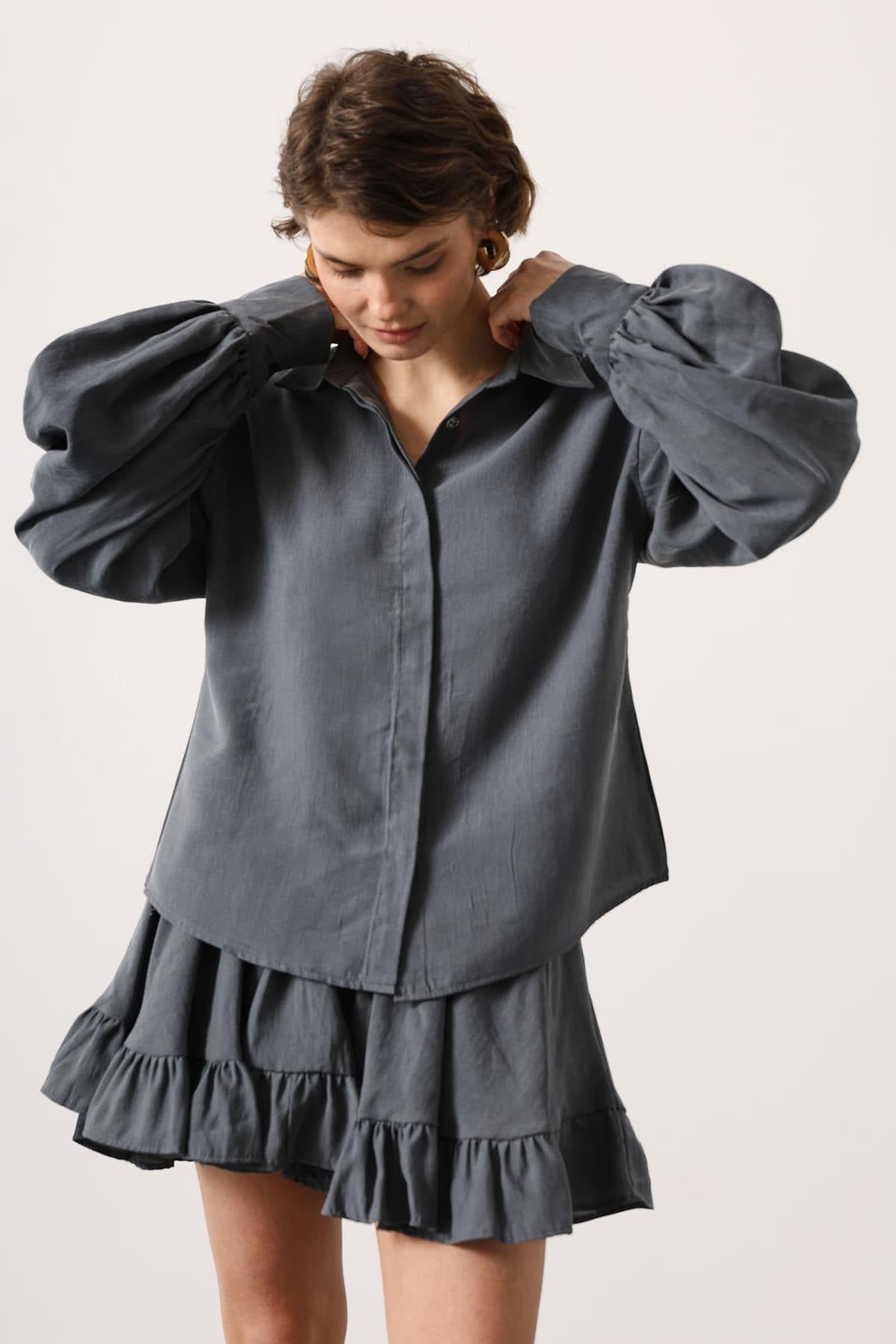 BLUZA CU MÂNECI LARGI - Gri