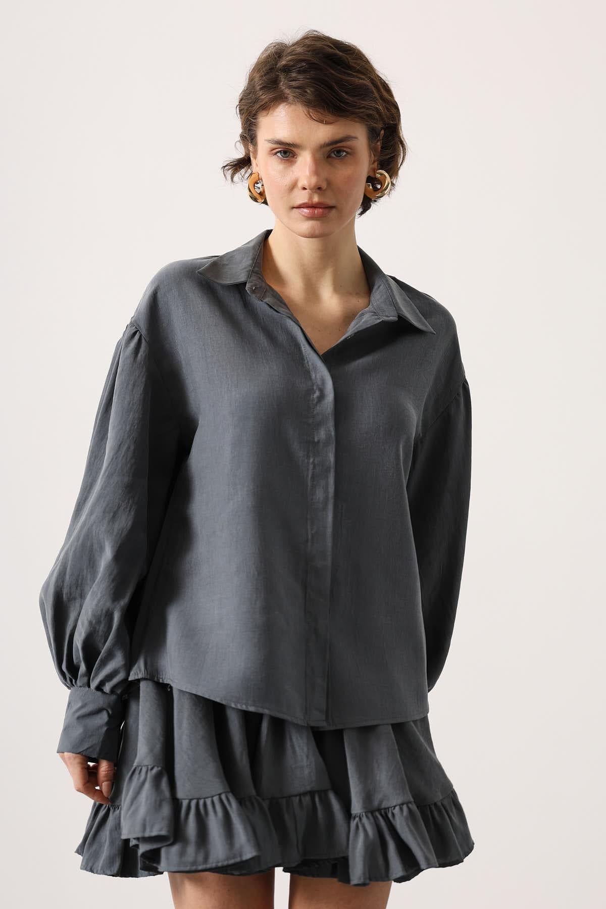BLUZA CU MÂNECI LARGI - Gri