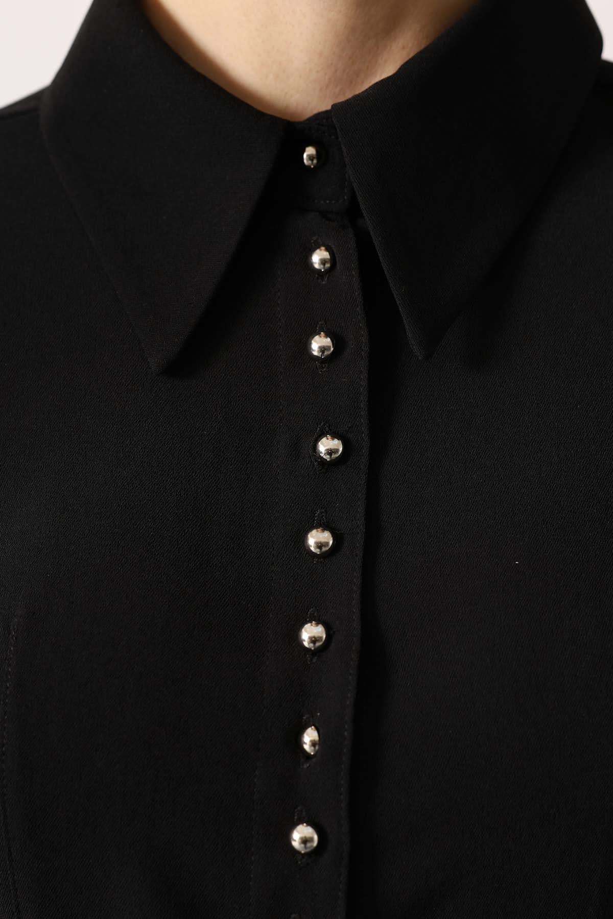 BLUZA AJUSTATĂ LA CORP - Negru