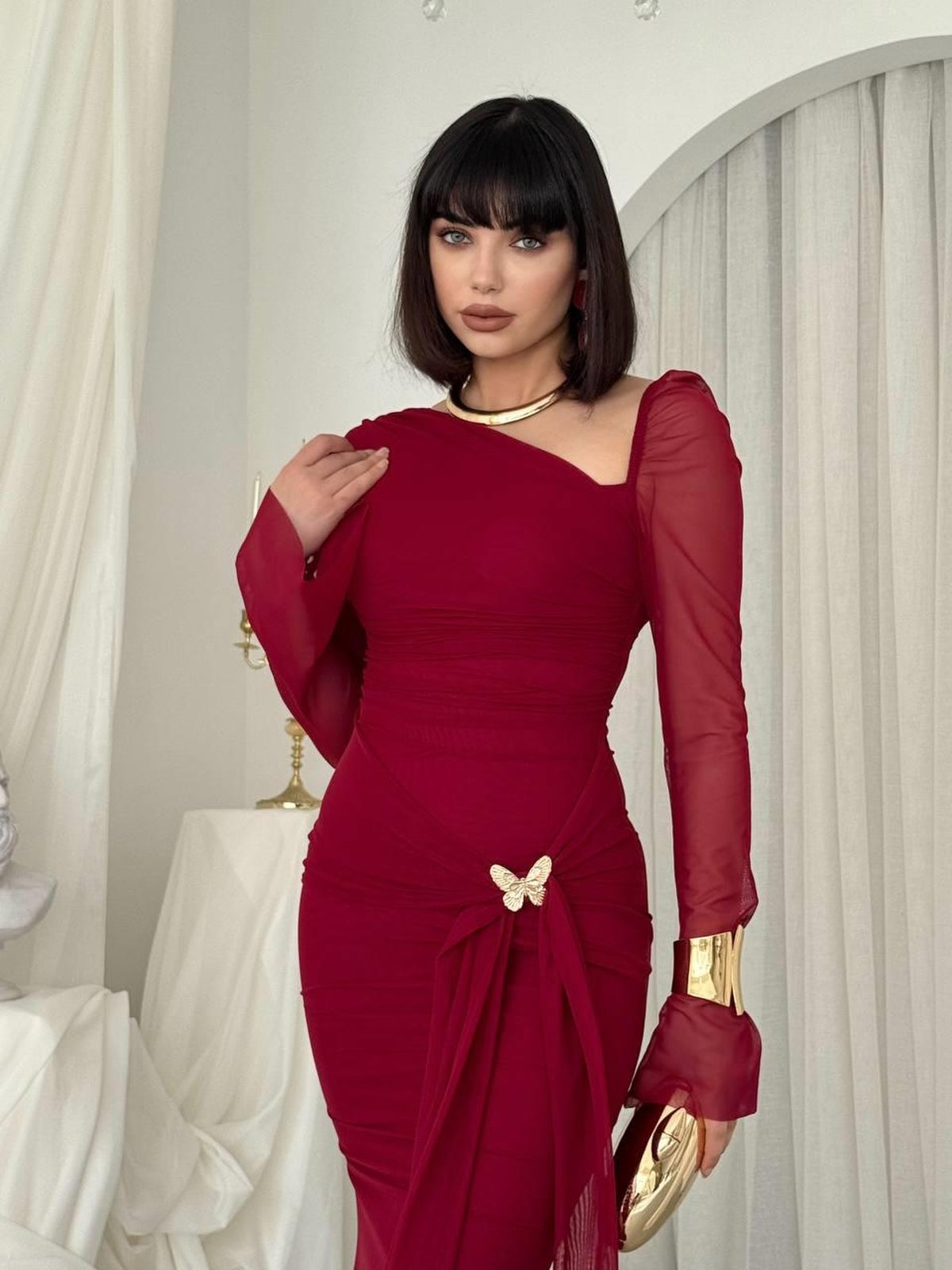Rochie Vesso Broșă Detaliată