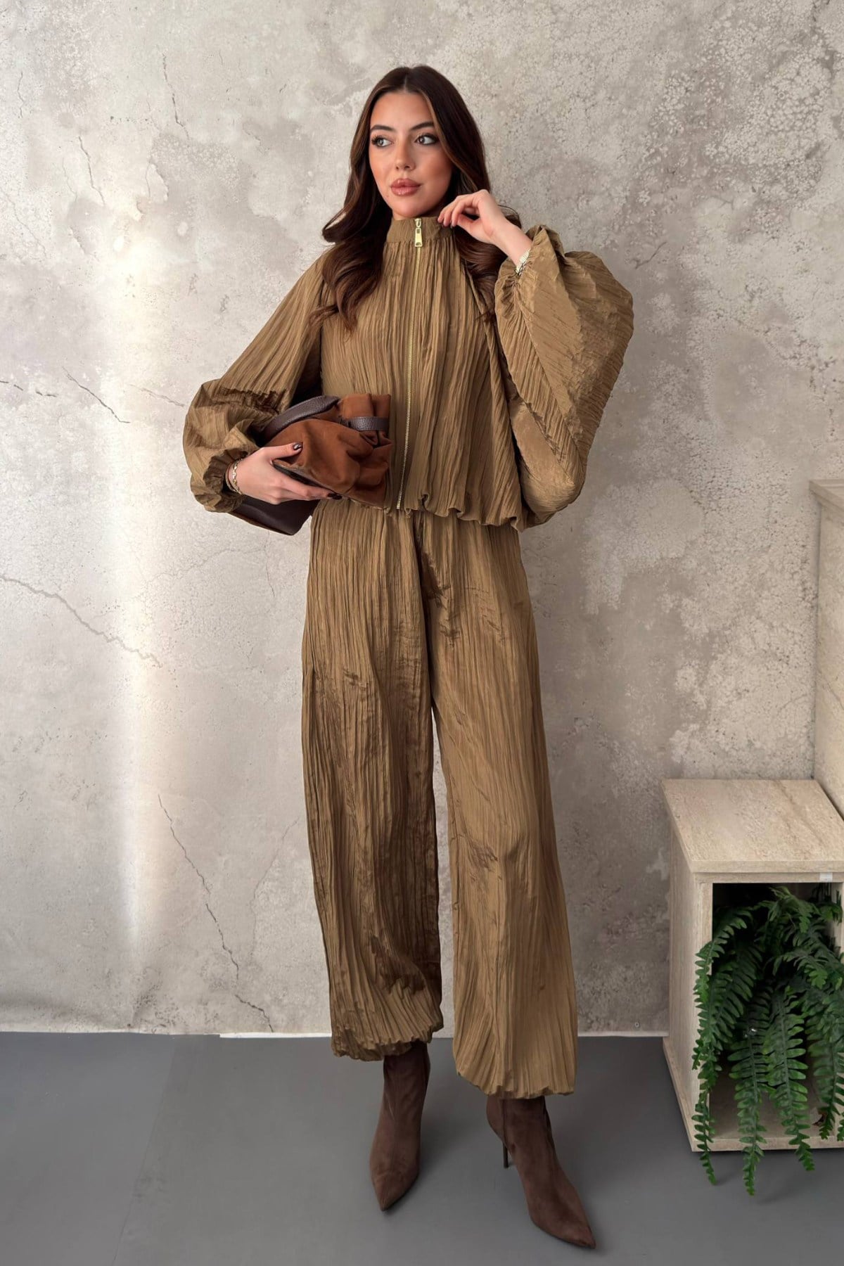 Set de două piese din piele Mink Gattered