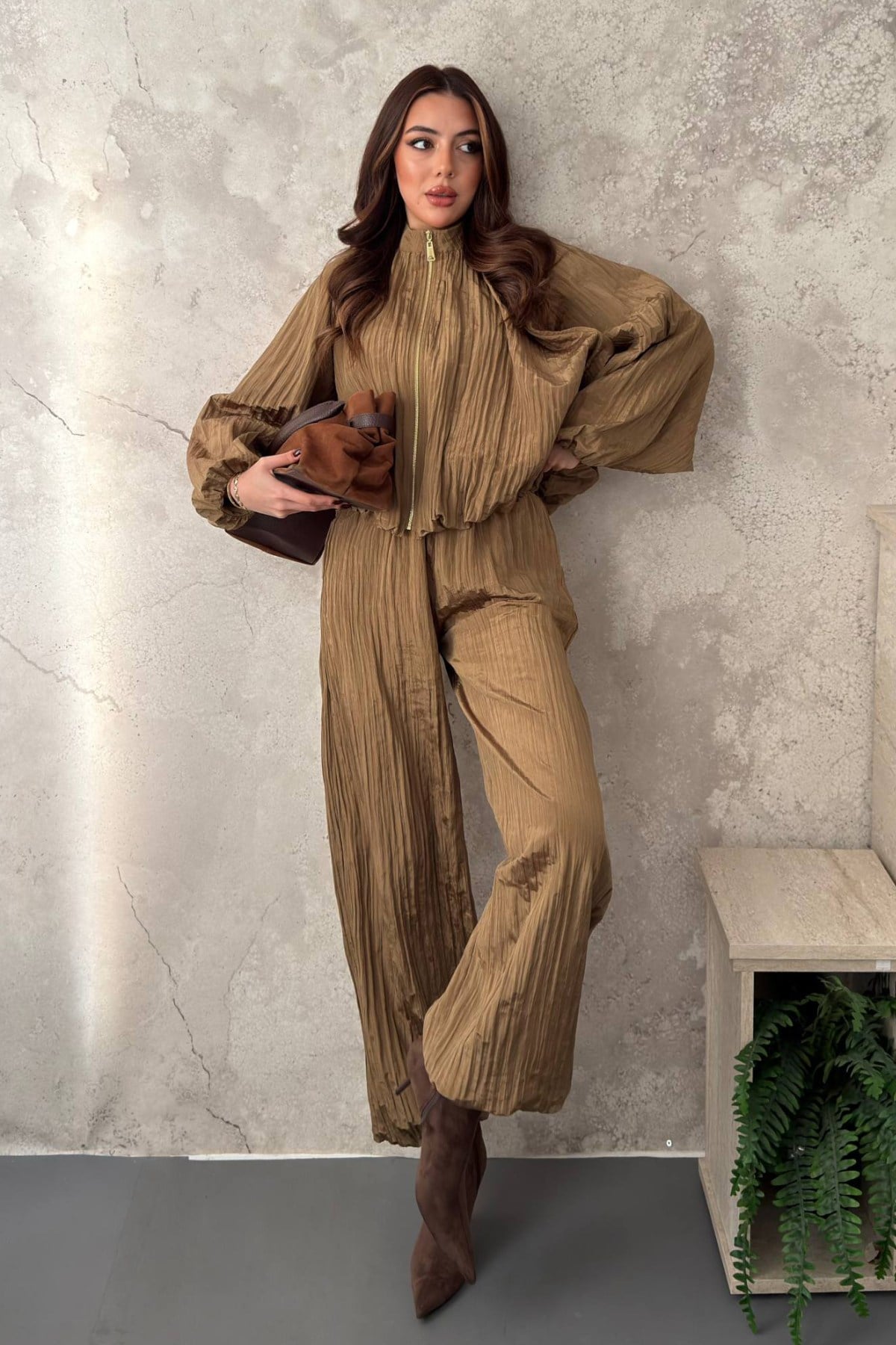 Set de două piese din piele Mink Gattered