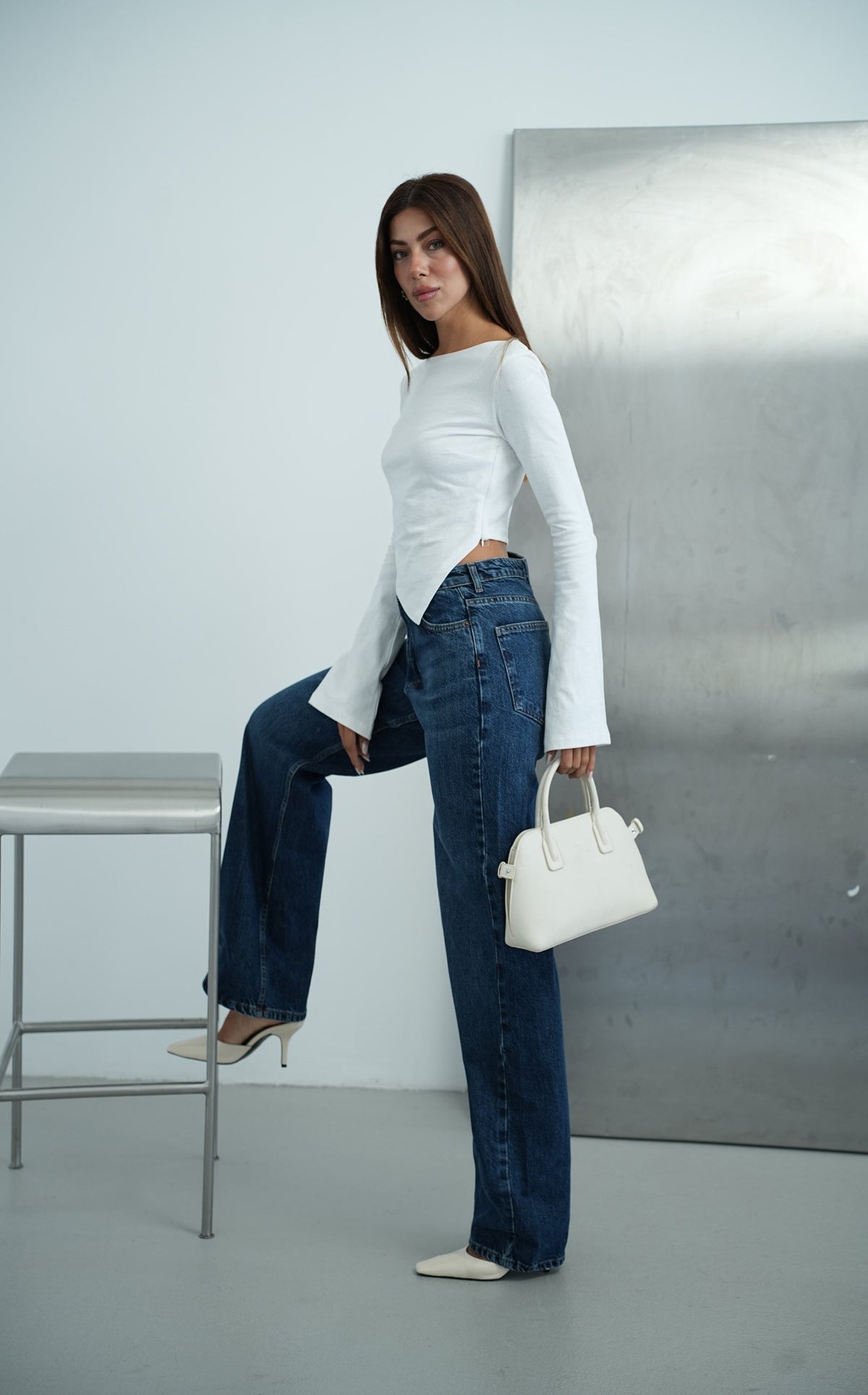 Geniş Paça Wide leg Dark Blue Jean Pantolon
