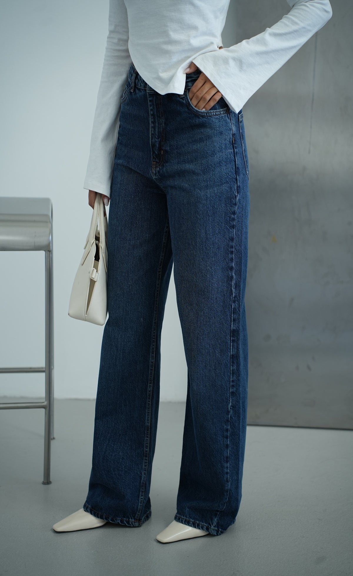 Geniş Paça Wide leg Dark Blue Jean Pantolon