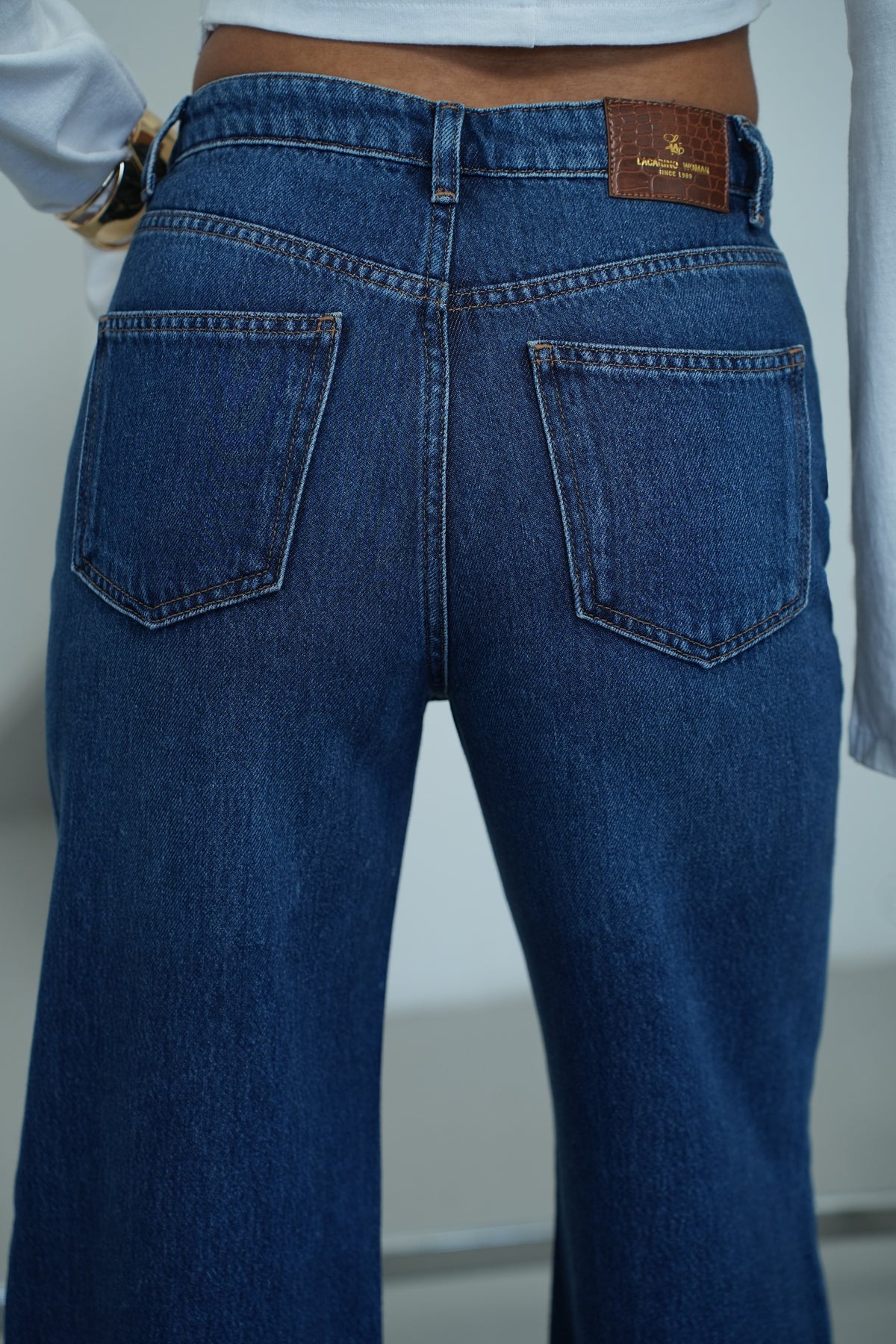 Yüksek Bel Wide Leg Kalıp DArk blue Jean Pantolon