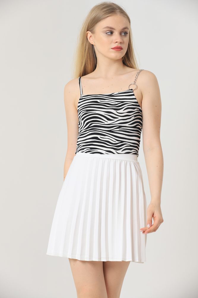 Topshow Zebra Chain Detail Wholesale Blouse