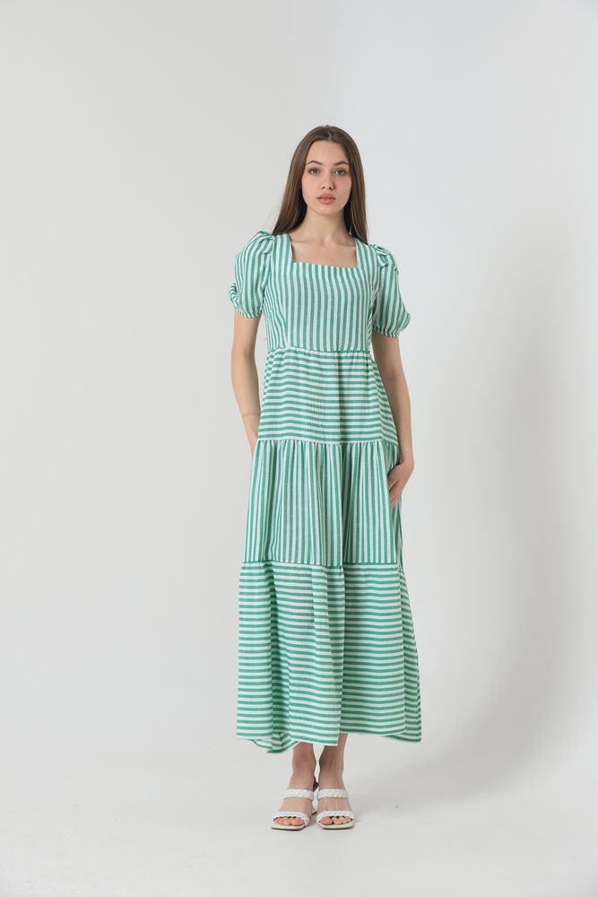 Rochie lungă cu dungi smaralde Topshow, en-gros