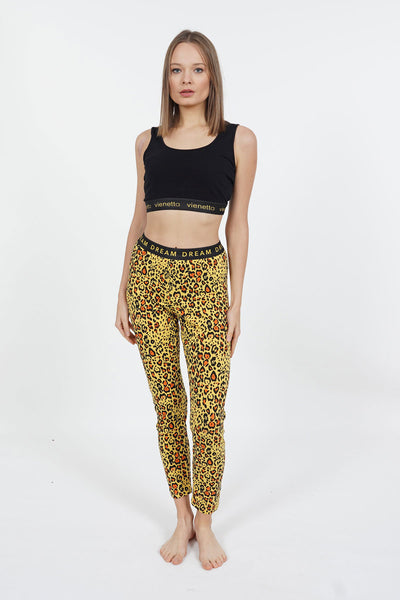 SET PIJAMA SCURTĂ CU BRETELE LYC SUPREM PENTRU FEMEI, CU ELASTIC - NEGRU