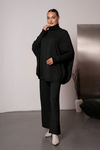 Soft&amp;Cozy Oversize Triko Takım - Siyah