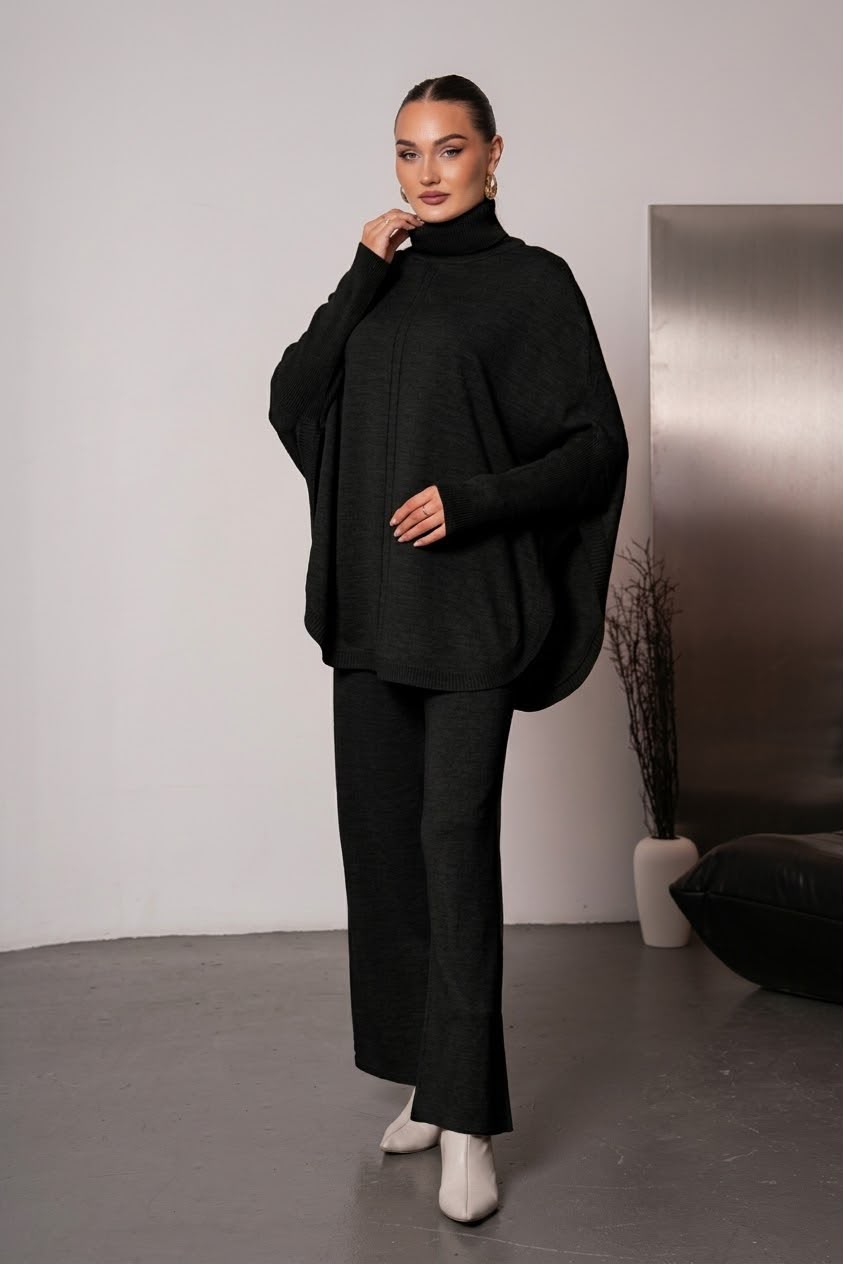 Soft&amp;Cozy Oversize Triko Takım - Siyah