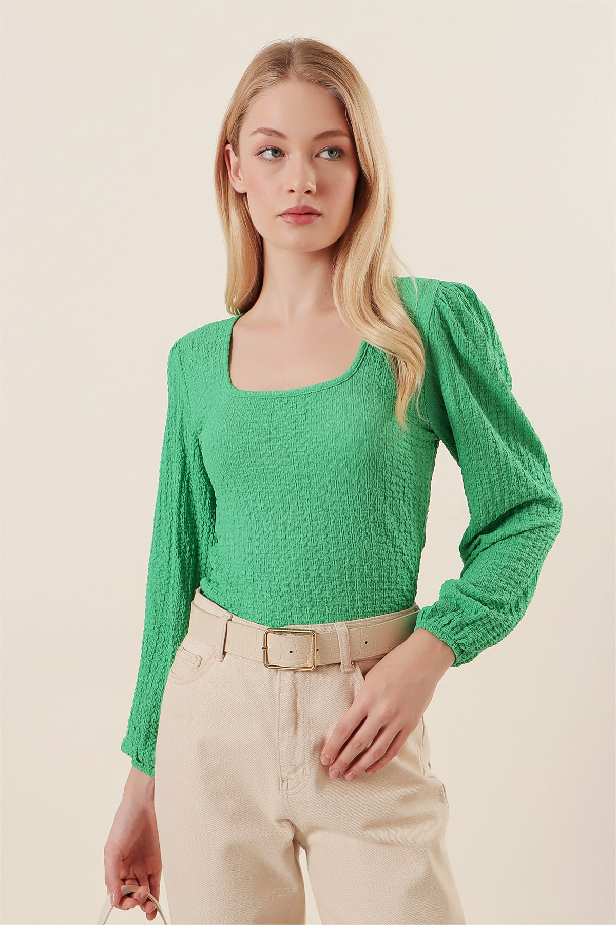 0442 Bluză cu Mâneci Lungi - Verde