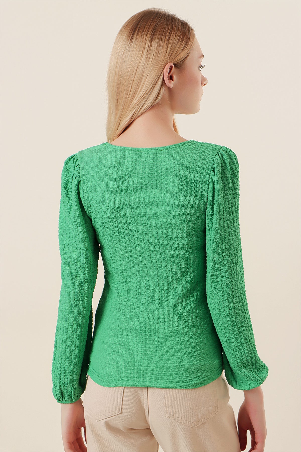 0442 Bluză cu Mâneci Lungi - Verde