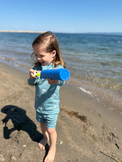 UV Korumalı Bebek Uzun Kollu Tişört ve Şort Mayo | 6 Ay–4 Yaş | RG Brand | RG339 - MAVİ LİMON