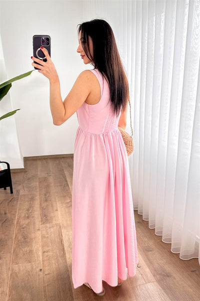 Rochie Lung Gros Tivă Marfă Roz