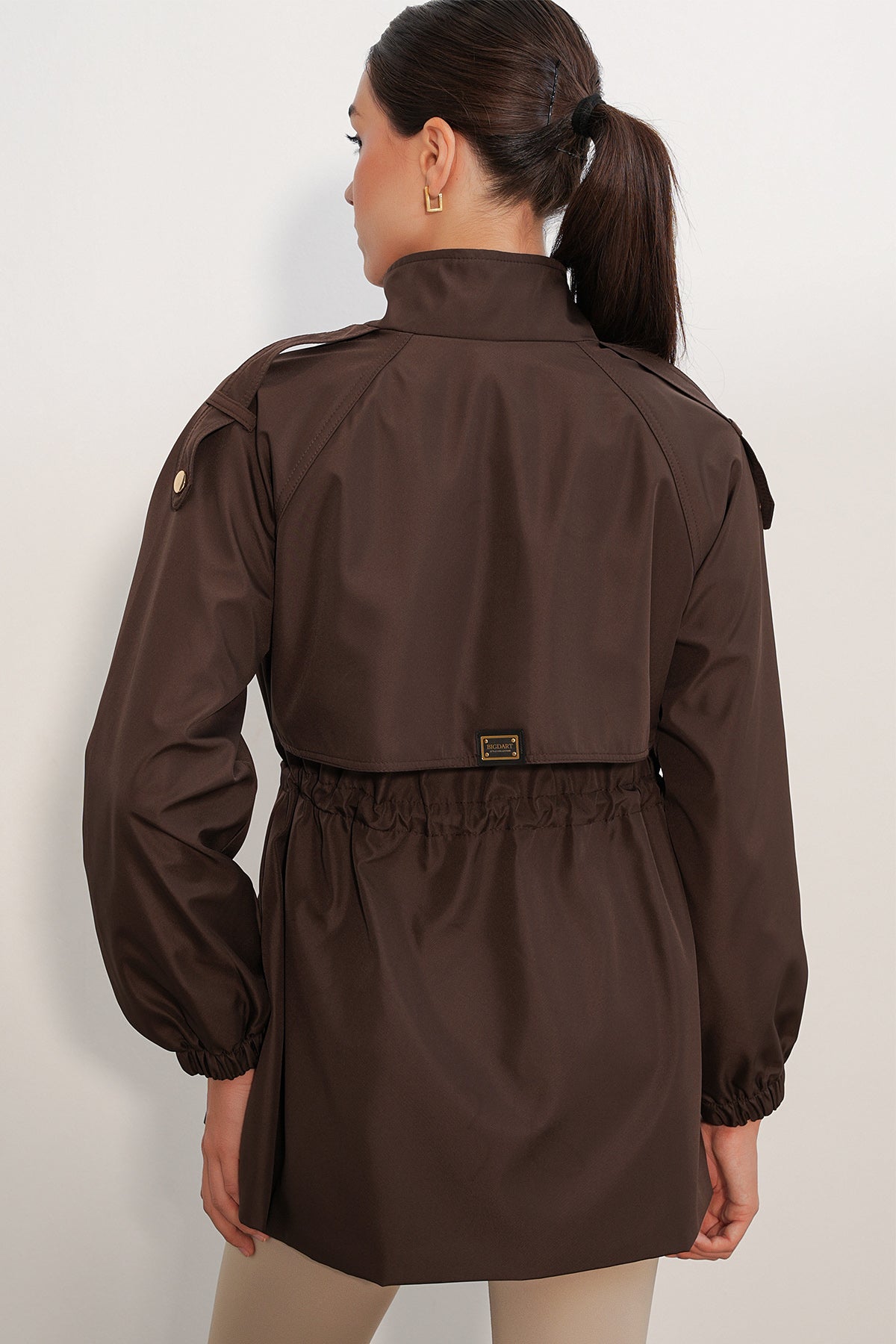 Kadın Beli Büzgülü Mont  Kahverengi - 10322
