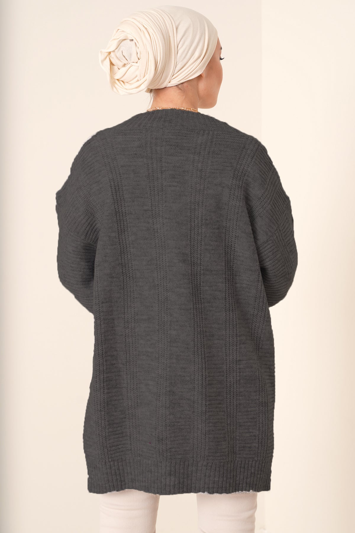 Cardigan tricotat modest 15768 - Antracit
