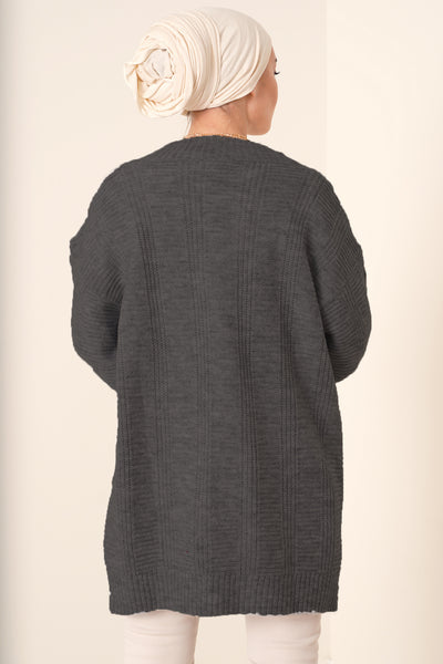 Cardigan tricotat modest 15768 - Antracit