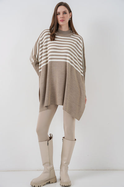 15783 Pulover Poncho cu șliț - A. Vizon