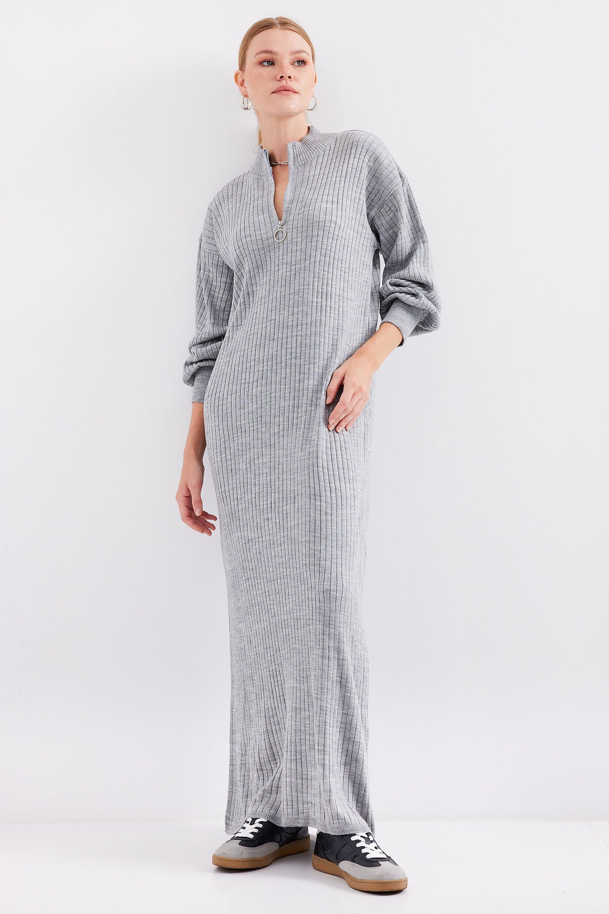 15839 Rochie Tricot Lungimea Corpului - Gri
