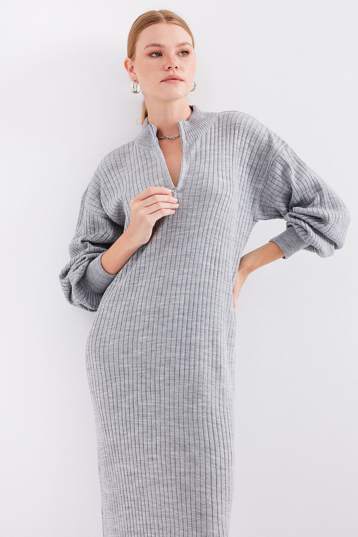 15839 Rochie Tricot Lungimea Corpului - Gri