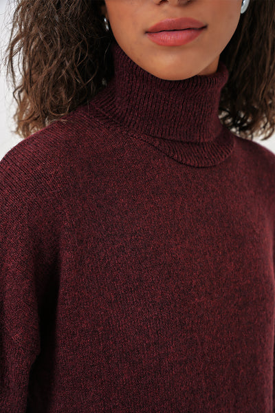 15891 Set Tricot Jachetă și Fustă - Burgundia