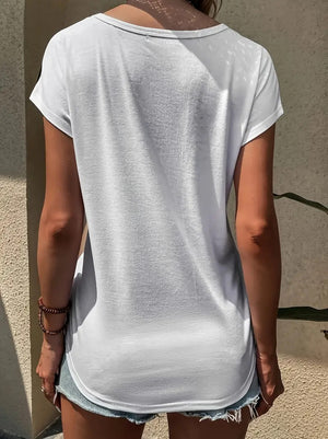 Tricou de damă cu guler rotund, din viscoză tricoloră, 17652