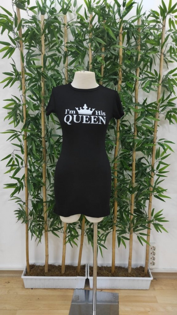 Rochie mini cu mânecă scurtă și imprimeu Queen, cu două fire, pentru femei, 26743