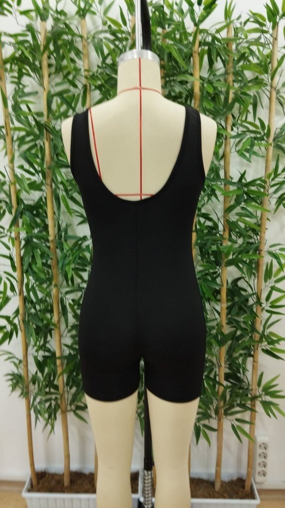 Salopetă mini bodycon Scuba pentru femei, cu decolteu pătrat și spate decupat, 26670