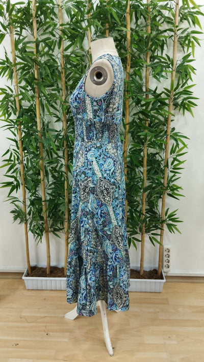 Rochie de damă din suprafin cu model etnic și talie elastică, fără mâneci, 31184