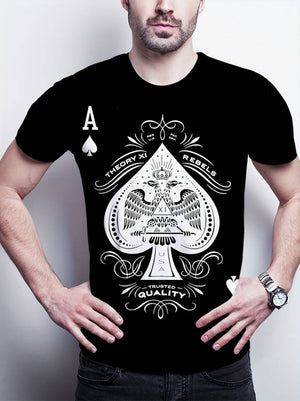 Erkek  Kısa Kollu Yuvarlak Yaka Desenli Viskon T-shirt , 18489