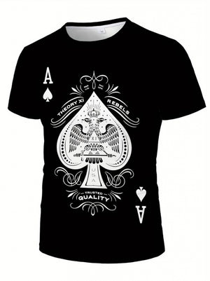 Erkek  Kısa Kollu Yuvarlak Yaka Desenli Viskon T-shirt , 18489