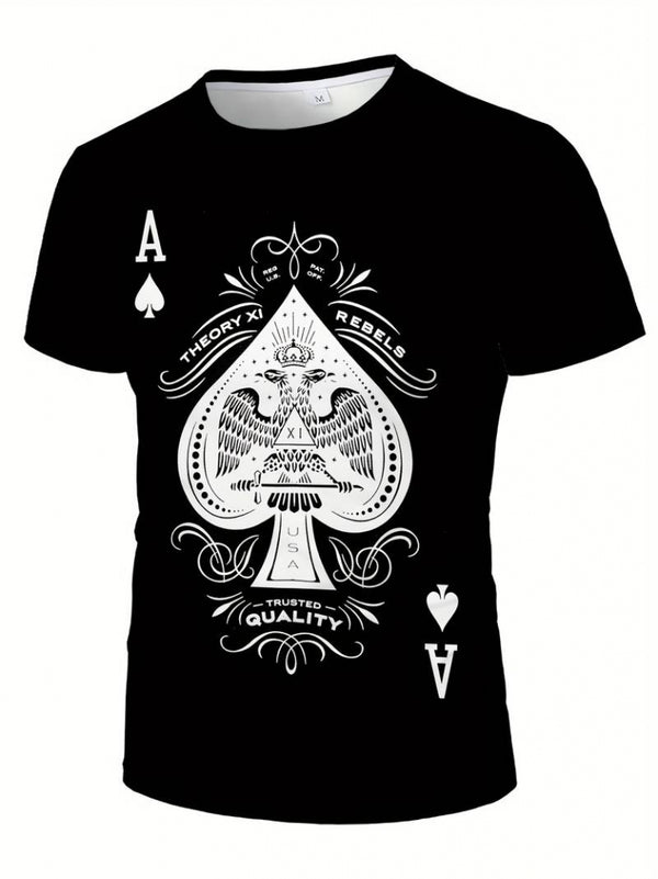 Erkek  Kısa Kollu Yuvarlak Yaka Desenli Viskon T-shirt , 18489