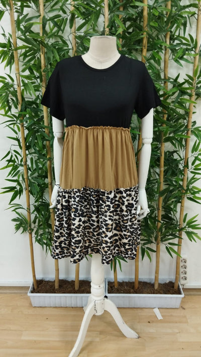 Rochie de damă din viscoză, cu detaliu leopard, format din trei piese, 18736