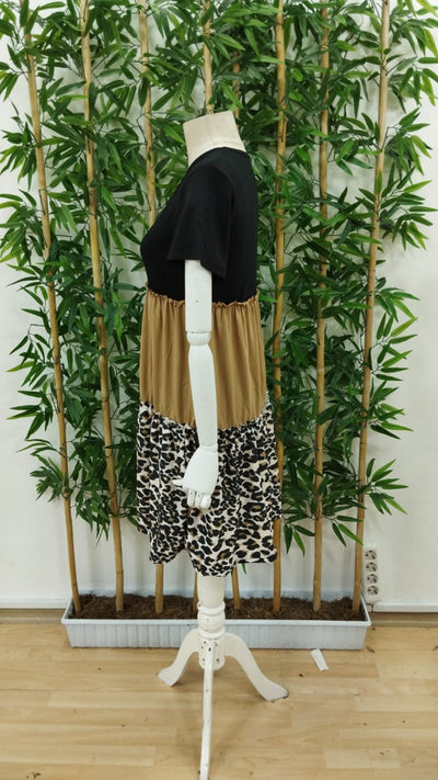 Rochie de damă din viscoză, cu detaliu leopard, format din trei piese, 18736