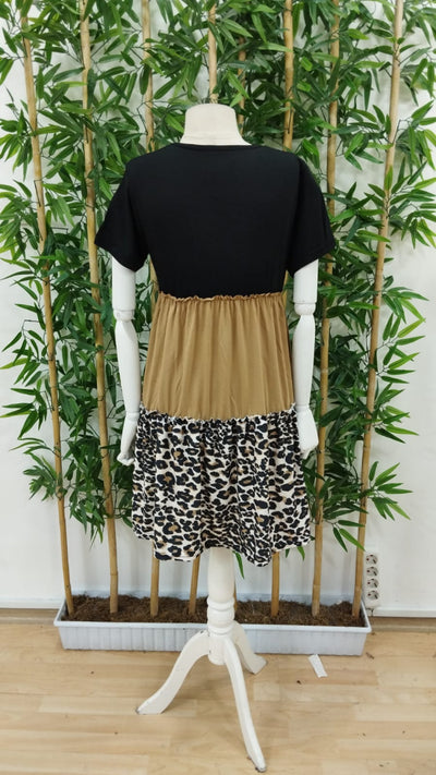 Rochie de damă din viscoză, cu detaliu leopard, format din trei piese, 18736