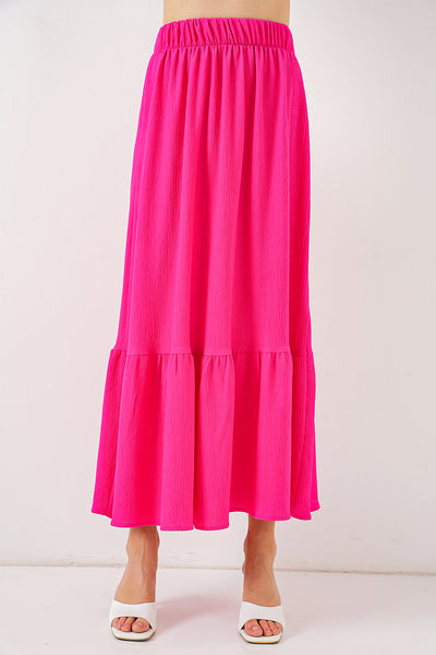 Fustă Lungă Tricotată 1886 - Fucsia Deschis