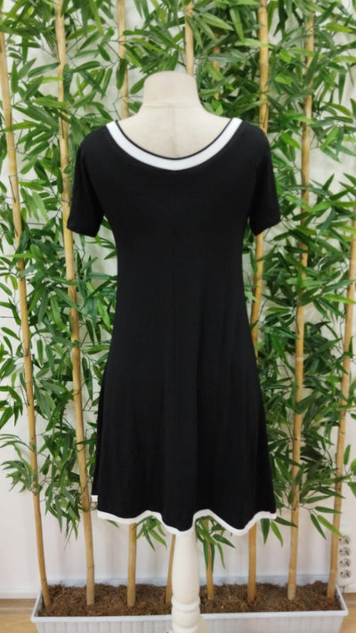 Rochie de damă din viscoză, cu mânecă scurtă și guler rotund, largă, 25866