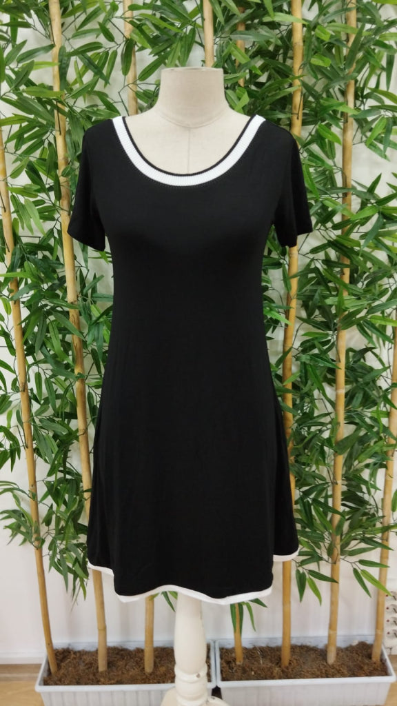 Rochie de damă din viscoză, cu mânecă scurtă și guler rotund, largă, 25866