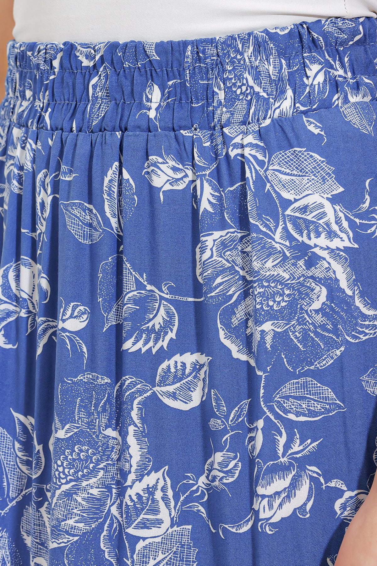 Fustă Visc Lungă cu Model Indigo Femei 1898