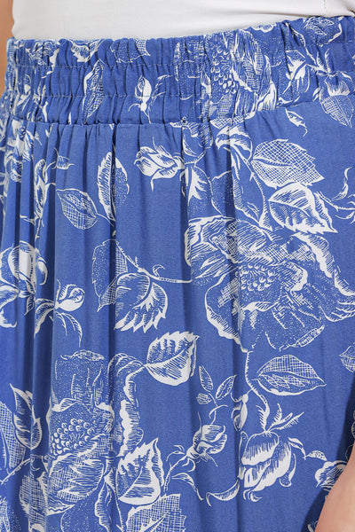 Fustă Visc Lungă cu Model Indigo Femei 1898