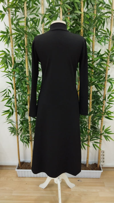 Rochie de damă din modal cu mânecă lungă și guler înalt, 32165