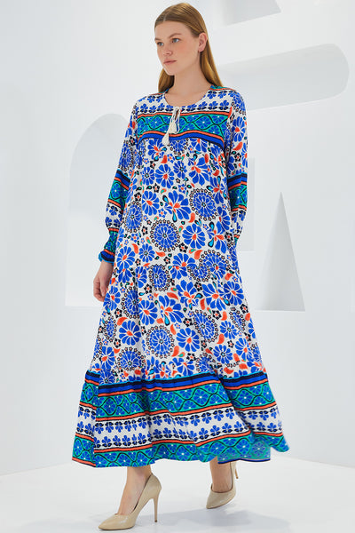Rochie Visc Lungă cu Model Albastru Deschis Femei 1947