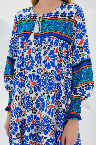 Rochie Visc Lungă cu Model Albastru Deschis Femei 1947